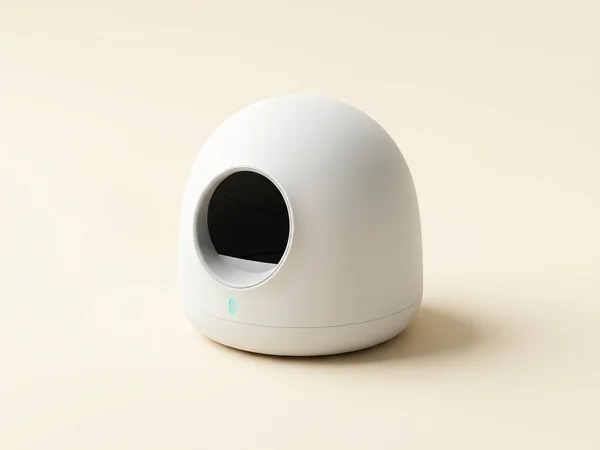 Witte automatische kattenbak met ronde opening