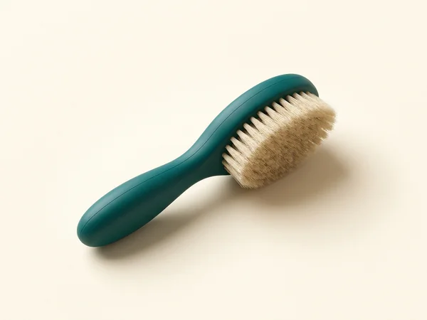 Vachtborstel met teal handvat en zachte haren