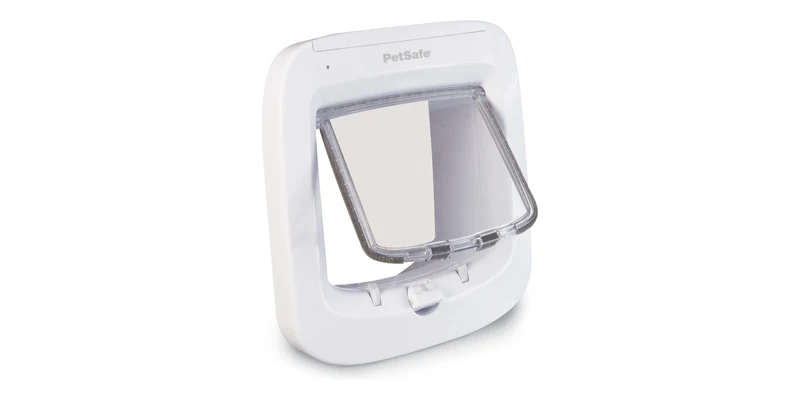 Wit PetSafe microchip-kattenluik met open transparante flap