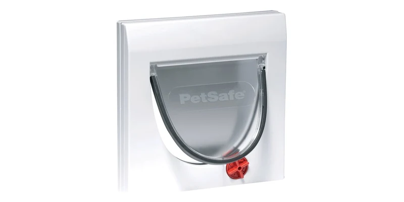 Wit Staywell kattenluik met transparante flap en vierstandenvergrendeling